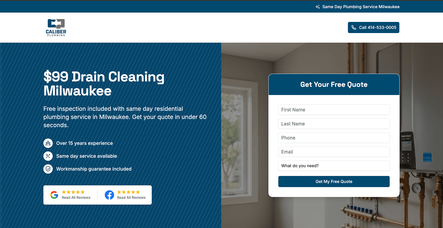 A CNVRT Local landing page with one offer and one clear call to action